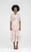 SIXDO Floral Woven Midi Dress